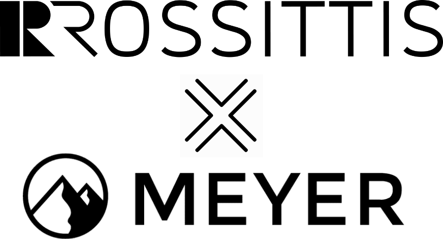 Schwarzes Logo von Meyer × Rossittis – exklusive Partnerschaft im Bereich Naturstein